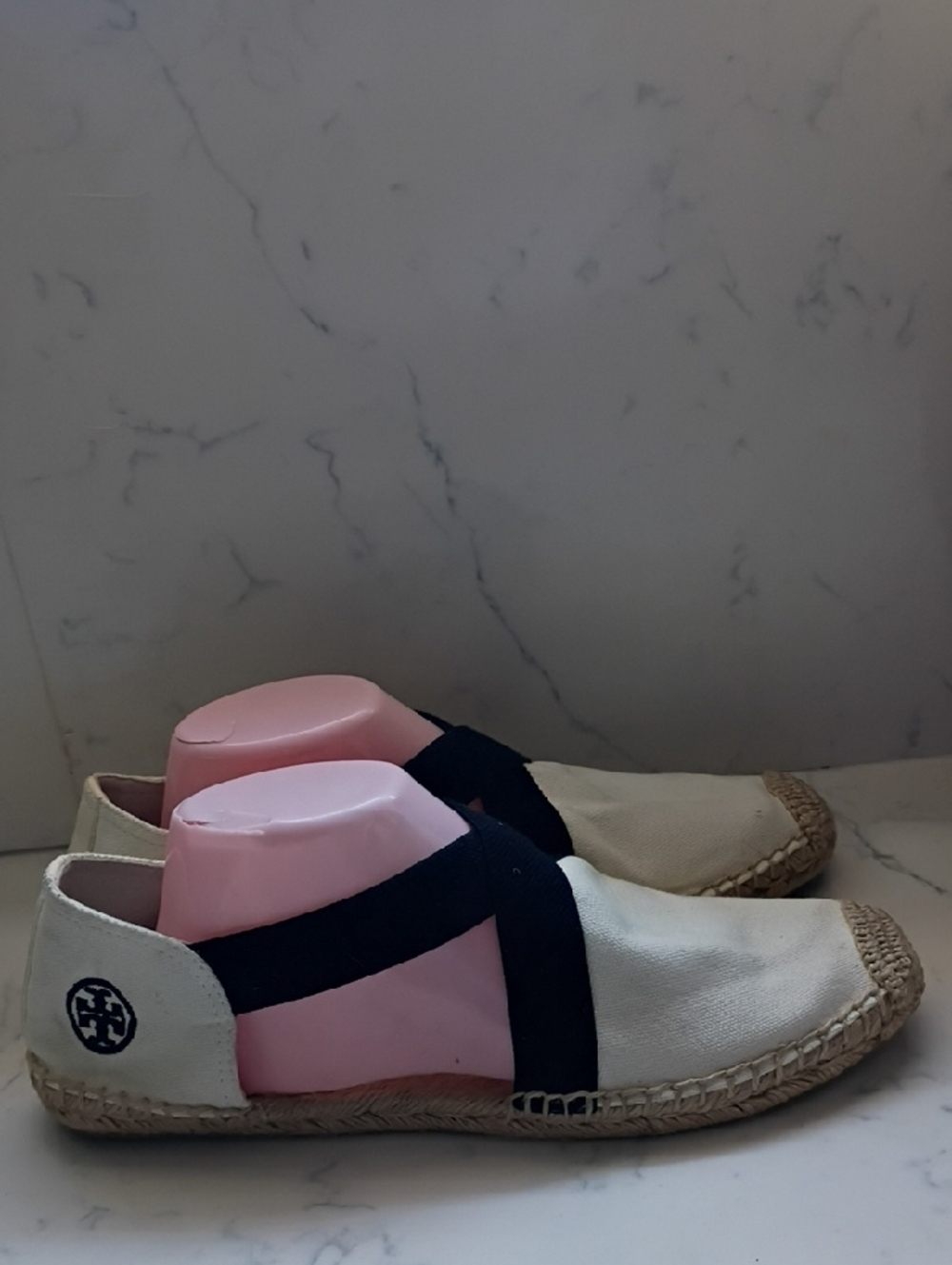 Tory Burch Canvas Espadrilles with Black Crisscross Straps